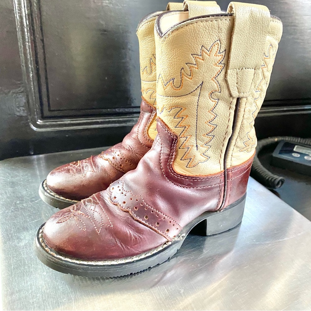 Cody James Old West Brown Leather Pull On Leather Western Boots Little Boys 6D